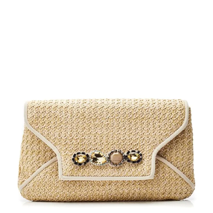 Clutch Bags Women Moda In Pelle Quinn Bag Cameo Raffia