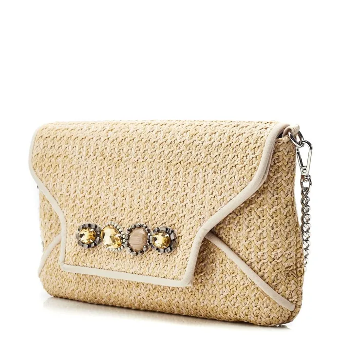 Clutch Bags Women Moda In Pelle Quinn Bag Cameo Raffia