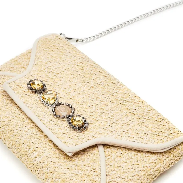 Clutch Bags Women Moda In Pelle Quinn Bag Cameo Raffia