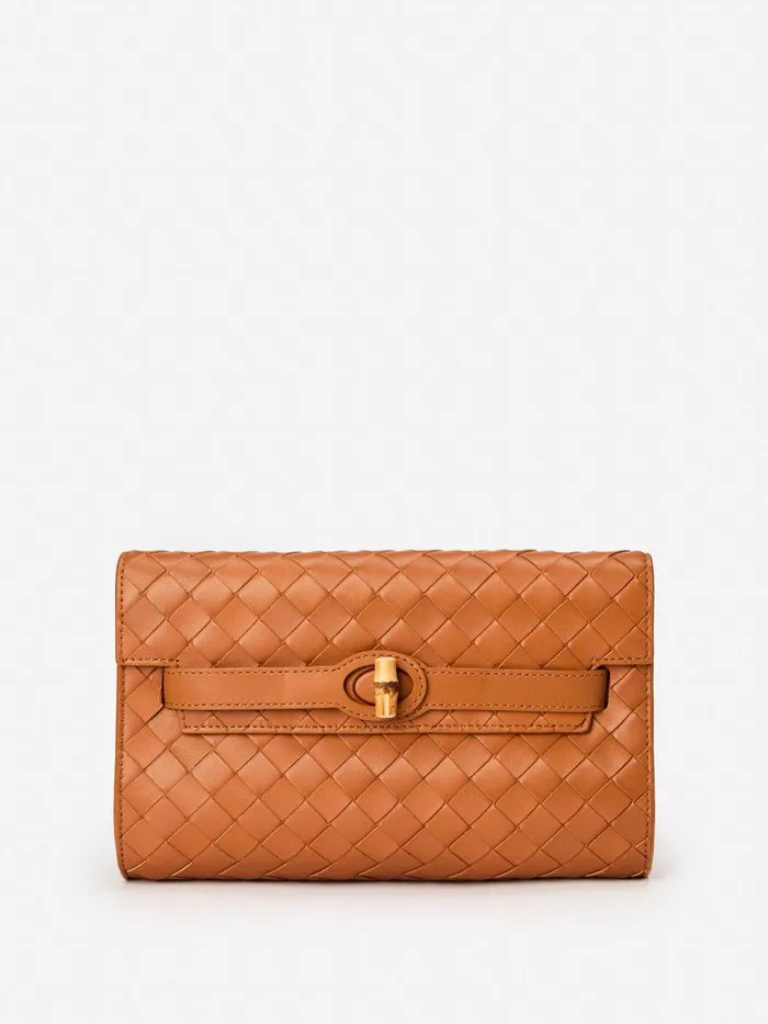 Clutches WomenMen JMcLaughlin Everly Woven Leather Clutch Dark Vachetta