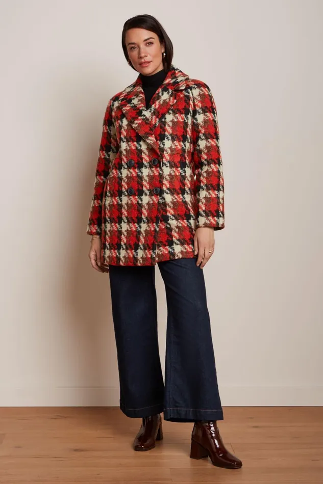 Coats and Jackets Women King Louie Amelie Coat Ashby Check Black 8211 Ashby Check Coats and Jackets Women King Louie Amelie Coat Ashby Check Black 8211 Ashby Check