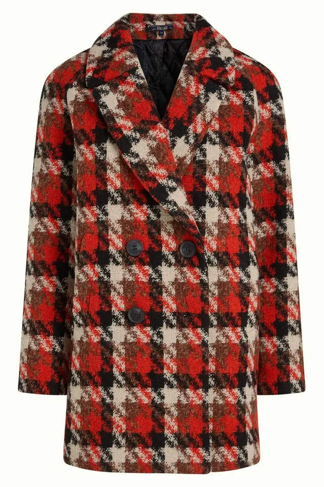 Coats and Jackets Women King Louie Amelie Coat Ashby Check Black 8211 Ashby Check