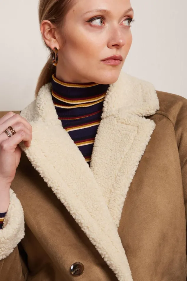 Coats and Jackets Women King Louie Amelie Coat Lammy Sulphur Yellow 8211 Lammy