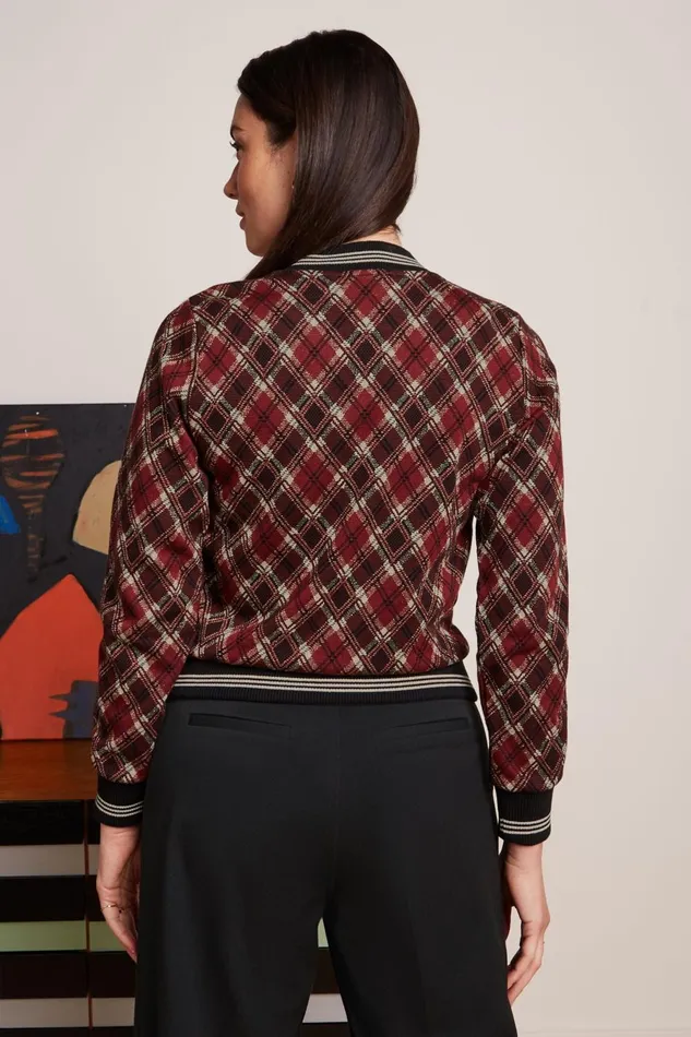 Coats and Jackets Women King Louie Bessie Jacket Riley Jacquard Cabernet Red 8211 Riley Jacquard