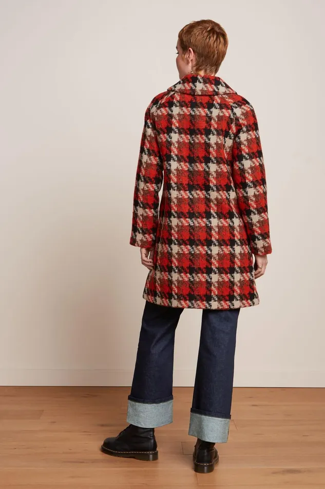 Coats and Jackets Women King Louie Betty Coat Ashby Check Black 8211 Ashby Check