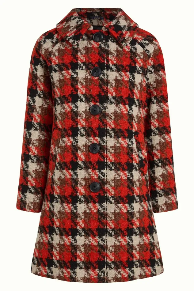 Coats and Jackets Women King Louie Betty Coat Ashby Check Black 8211 Ashby Check