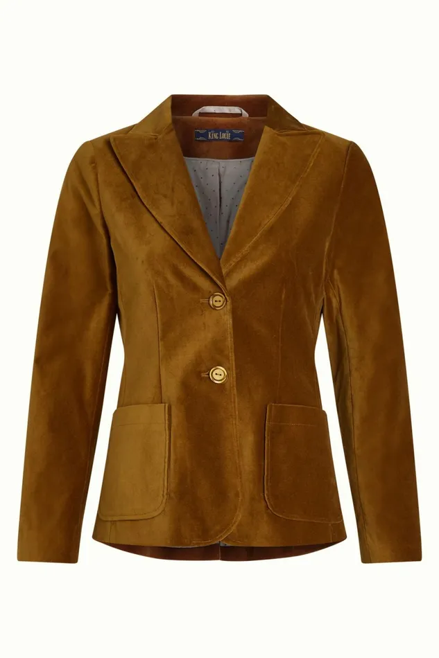 Coats and Jackets Women King Louie Bibi Blazer Uni Fargo Golden Brown 8211 Uni Fargo