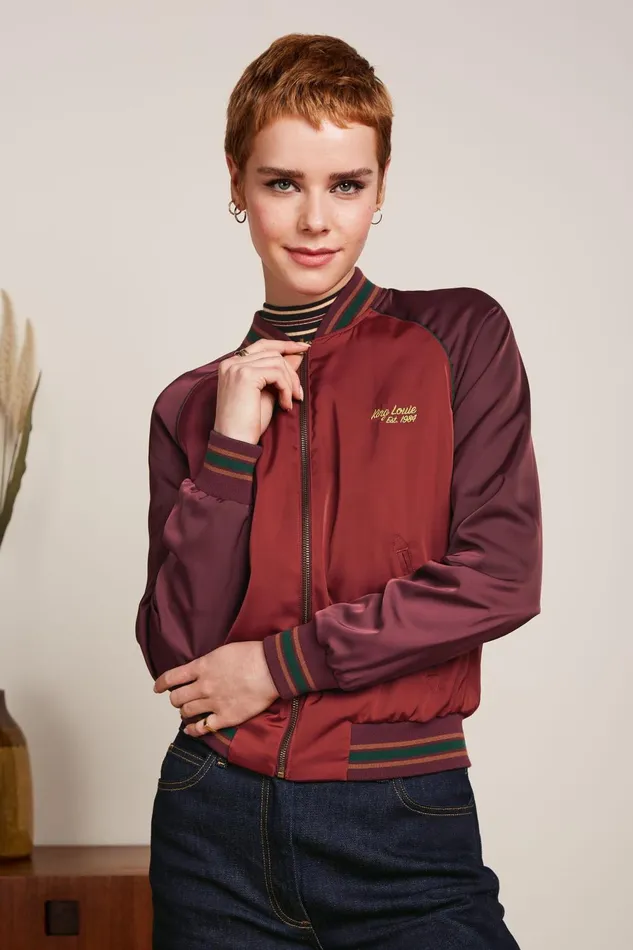 Coats and Jackets Women King Louie Bomber Jacket Dazy Windsor Red 8211 Dazy