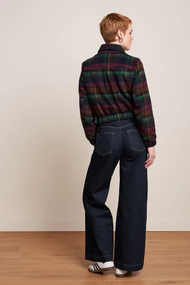 Coats and Jackets Women King Louie Isla Jacket Brit Check Estate Blue 8211 Brit Check