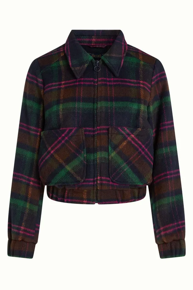 Coats and Jackets Women King Louie Isla Jacket Brit Check Estate Blue 8211 Brit Check