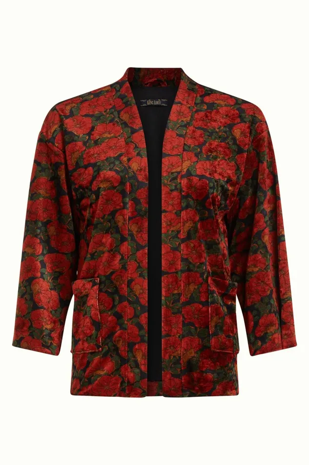 Coats and Jackets Women King Louie Noor Jacket Bloom Black 8211 Bloom