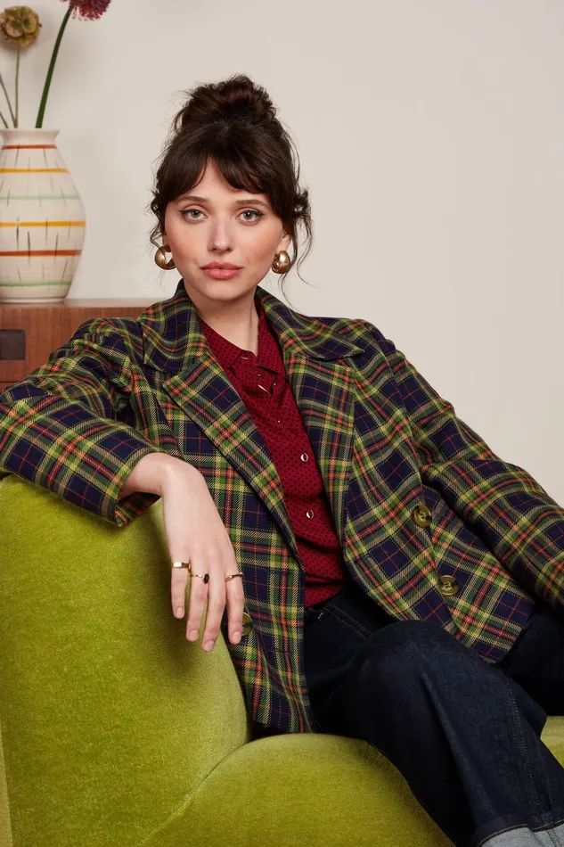 Coats and Jackets Women King Louie Patti Coat Lucky Check Evening Blue 8211 Lucky Check Coats and Jackets Women King Louie Patti Coat Lucky Check Evening Blue 8211 Lucky Check