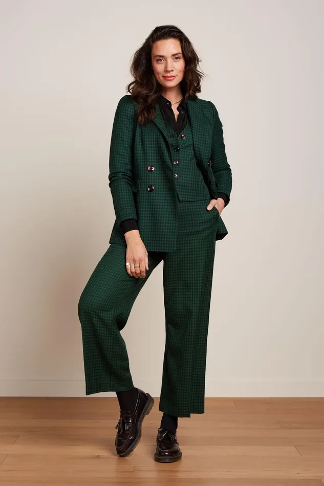 Coats and Jackets Women King Louie Tina Blazer Norman Check Avar Green 8211 Norman Check