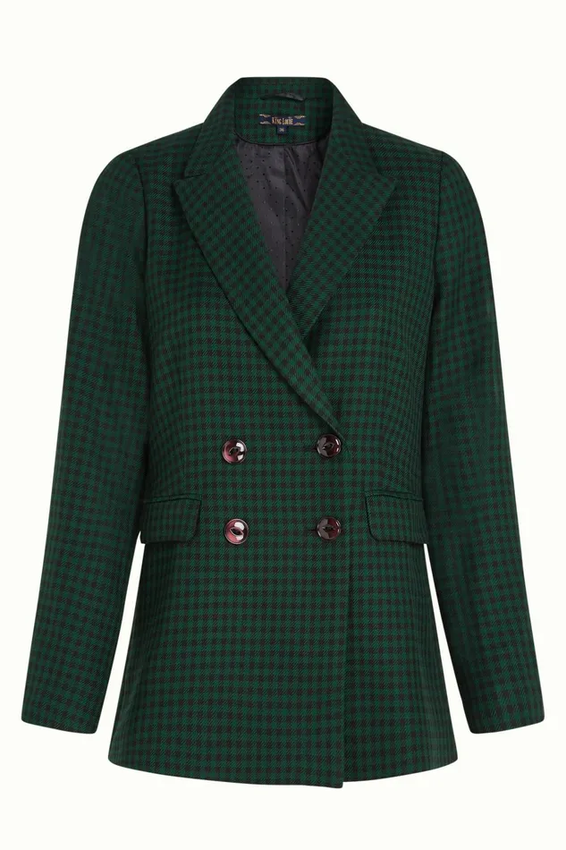 Coats and Jackets Women King Louie Tina Blazer Norman Check Avar Green 8211 Norman Check
