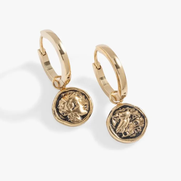 Coin Hoop Earring Stainless Steel Gold Women Alex And Ani Earrings