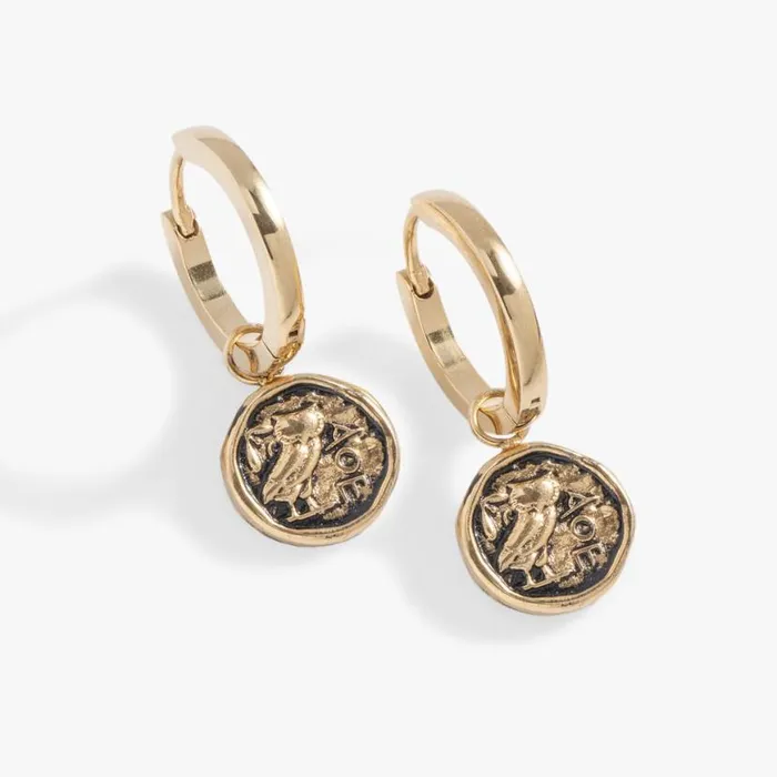 Coin Hoop Earring Stainless Steel Gold Women Alex And Ani Earrings