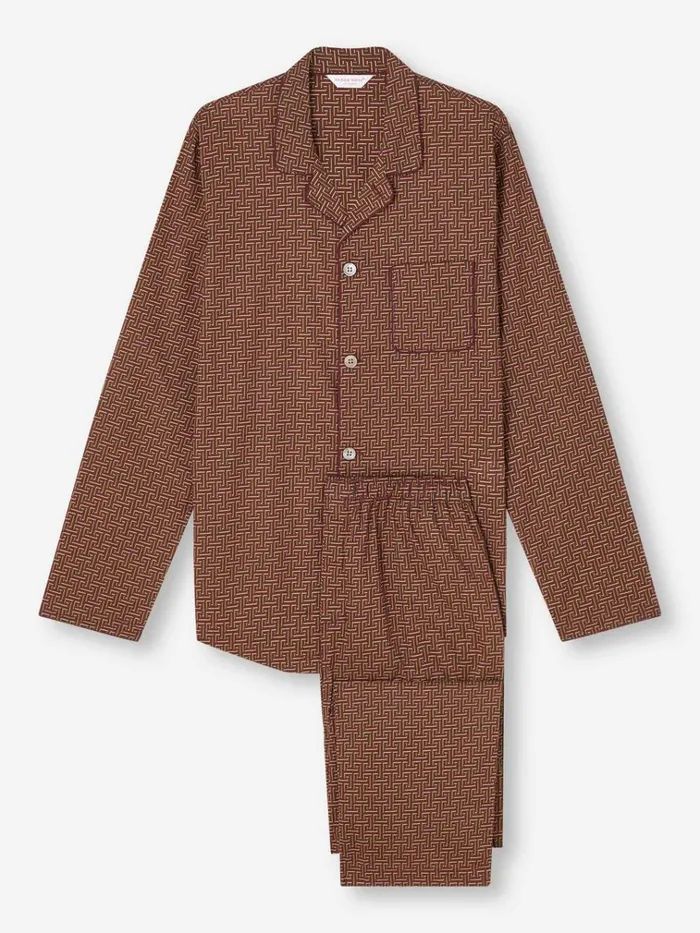 Cotton Pajamas Men Derek Rose Modern Fit Pajamas Ledbury 72 Cotton Batiste Burgundy
