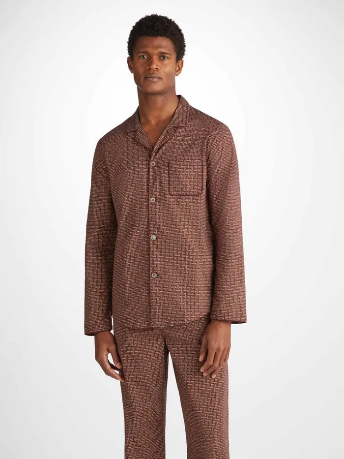 Cotton Pajamas Men Derek Rose Modern Fit Pajamas Ledbury 72 Cotton Batiste Burgundy