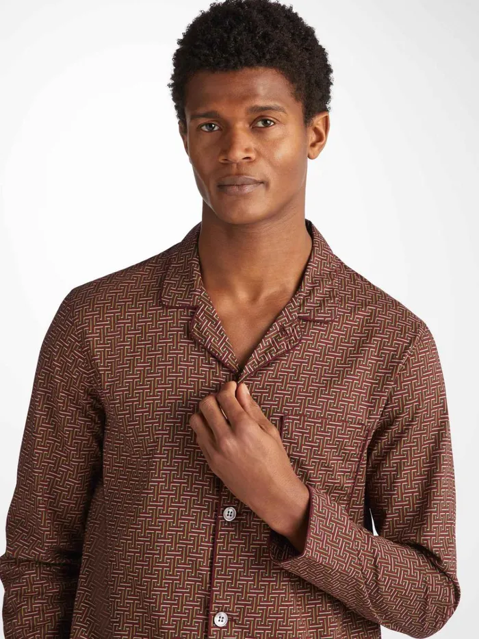 Cotton Pajamas Men Derek Rose Modern Fit Pajamas Ledbury 72 Cotton Batiste Burgundy