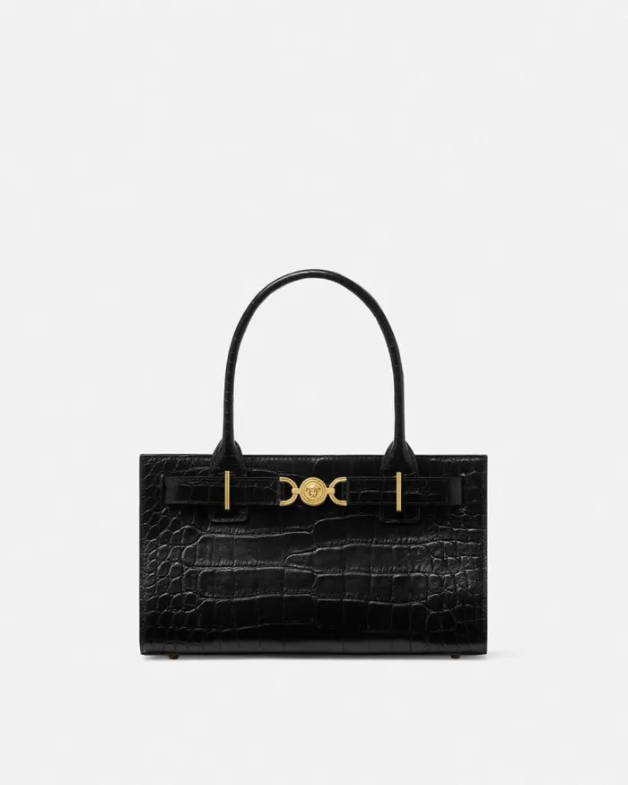 CrocEffect Medusa 03995 Tote Bag Blackgold Women Versace Totes