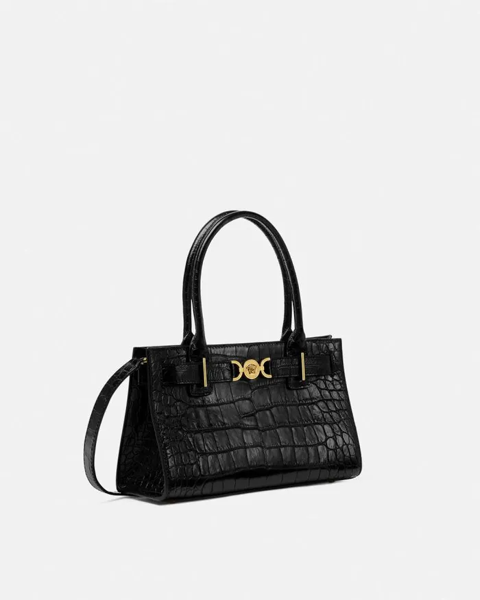 CrocEffect Medusa 03995 Tote Bag Blackgold Women Versace Totes