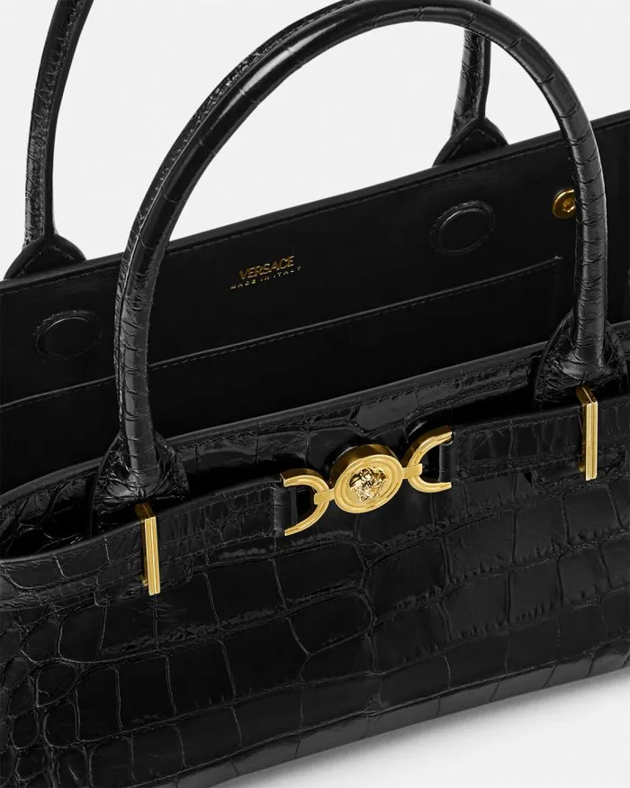 CrocEffect Medusa 03995 Tote Bag Blackgold Women Versace Totes
