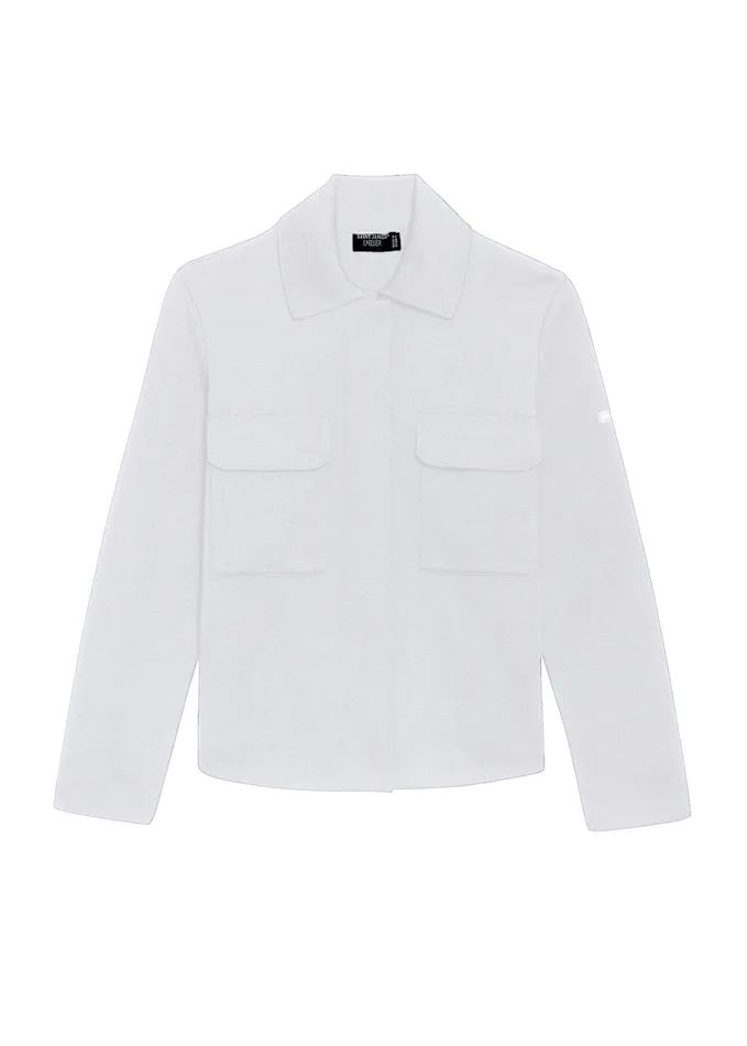 Crozon WorkwearStyle Ponte Knit Jacket 100 Wool White Women Saint James Sweaters Cardigans and Jackets Crozon WorkwearStyle Ponte Knit Jacket 100 Wool White Women Saint James Sweaters Cardigans and Jackets