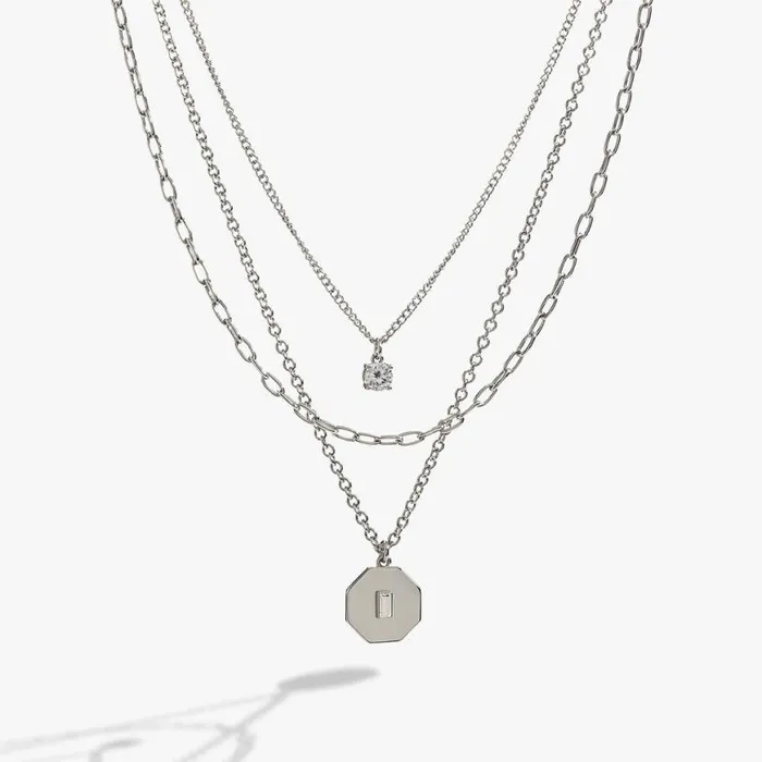Crystal And Chain Layered Necklace Silver Women Alex And Ani Necklaces
