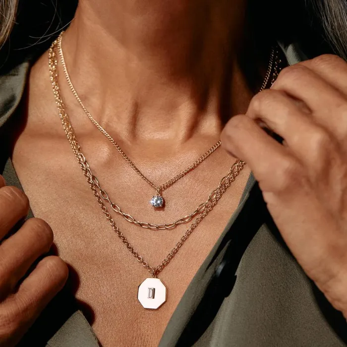 Crystal And Chain Layered Necklace Silver Women Alex And Ani Necklaces