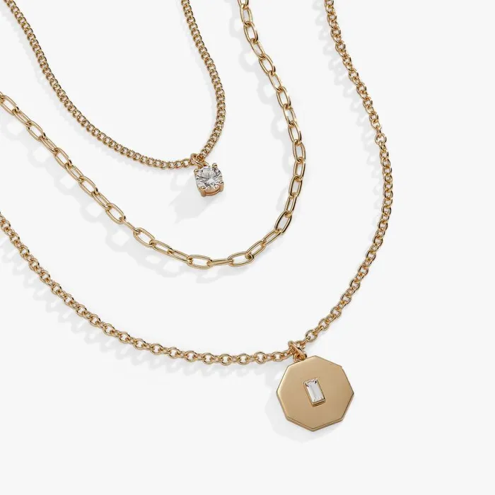 Crystal And Chain Layered Necklace Silver Women Alex And Ani Necklaces