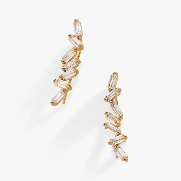 Crystal Baguette Crawler Earrings Stainless Steel Gold Women Alex And Ani Earrings Crystal Baguette Crawler Earrings Stainless Steel Gold Women Alex And Ani Earrings