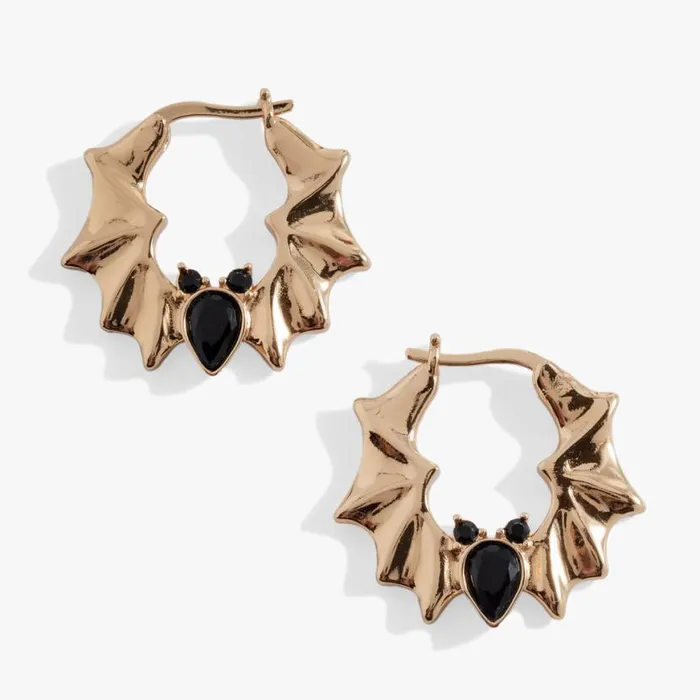 Crystal Bat Hoop Earrings Shiny Gold Women Alex And Ani Halloween