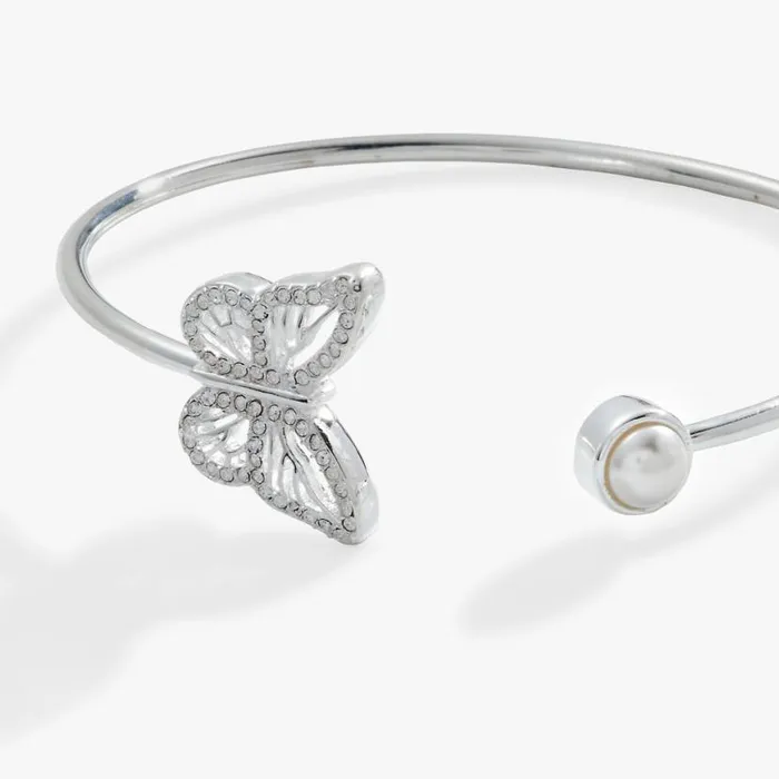Crystal Butterfly Pearl Flex Cuff Bracelet Gold Women Alex And Ani Growth New Beginnings
