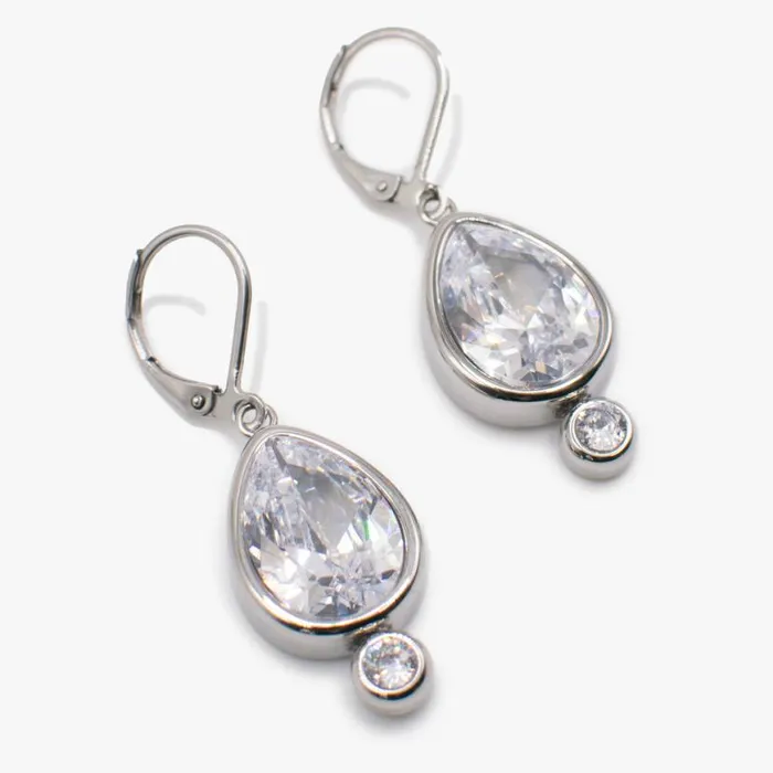 Crystal Drop Earrings Stainless Steel Silver Women Alex And Ani Earrings