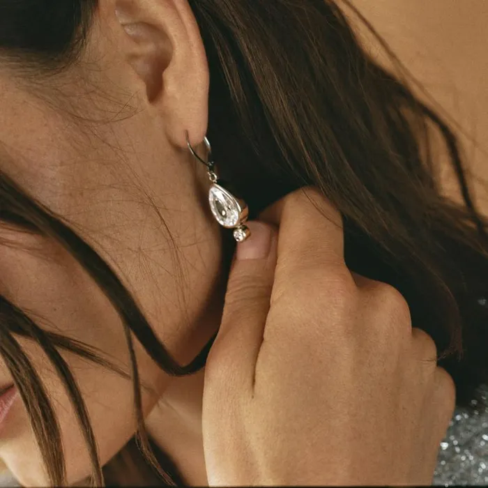 Crystal Drop Earrings Stainless Steel Silver Women Alex And Ani Earrings