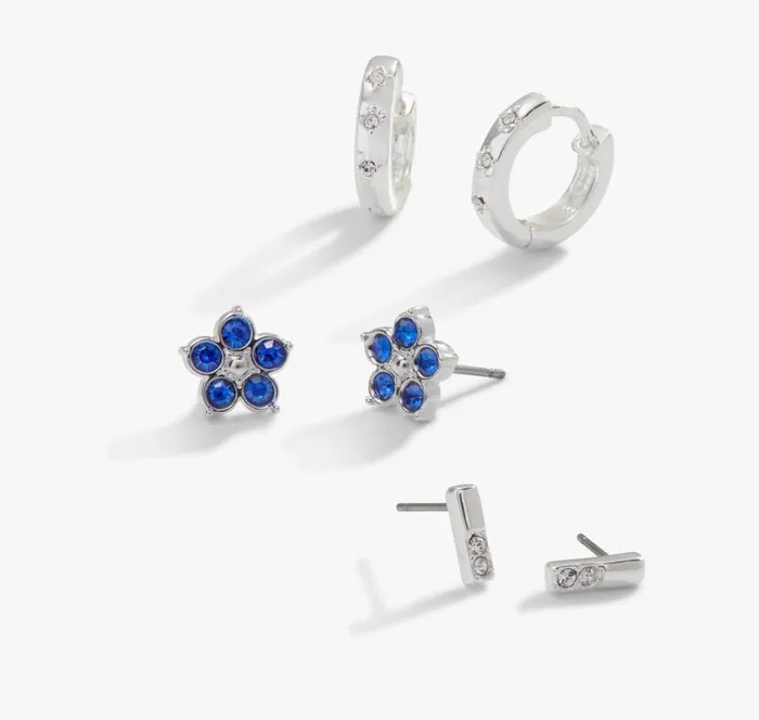 Crystal ForgetMeNot Flower Stud Hoop Earrings Set Of 3 Silver Women Alex And Ani Jewelry Sets Crystal ForgetMeNot Flower Stud Hoop Earrings Set Of 3 Silver Women Alex And Ani Jewelry Sets
