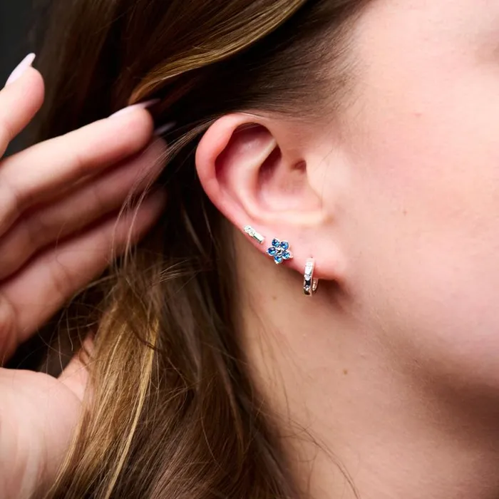 Crystal ForgetMeNot Flower Stud Hoop Earrings Set Of 3 Silver Women Alex And Ani Jewelry Sets