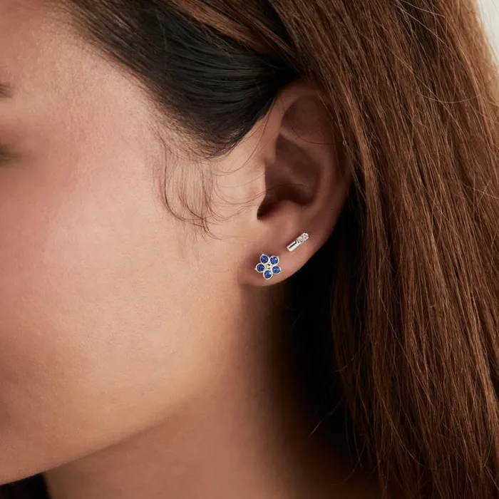 Crystal ForgetMeNot Flower Stud Hoop Earrings Set Of 3 Silver Women Alex And Ani Jewelry Sets