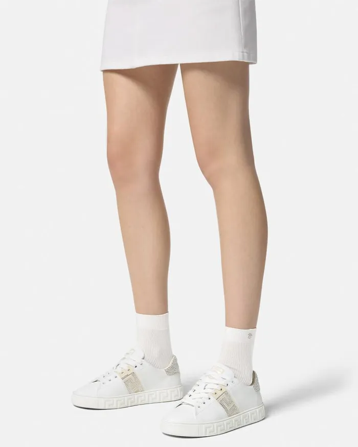 Crystal Greca Sneakers White Women Versace Sneakers