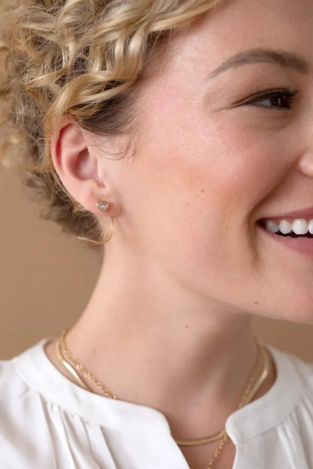 Crystal Heart Mini Stud Earrings Stainless Steel Gold Women Alex And Ani Heart
