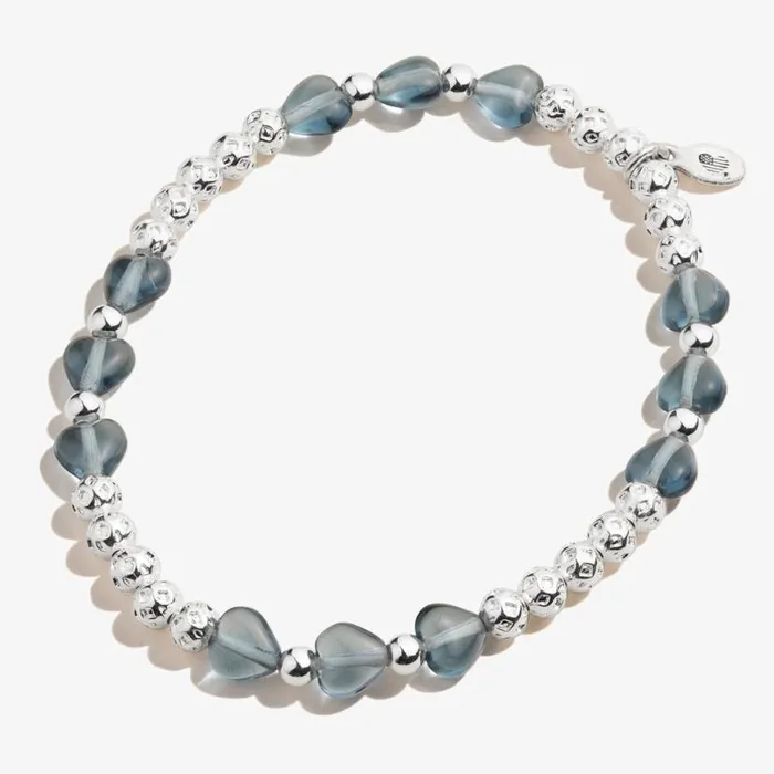 Crystal Heart Stretch Bracelet Blue Silver Women Alex And Ani Heart
