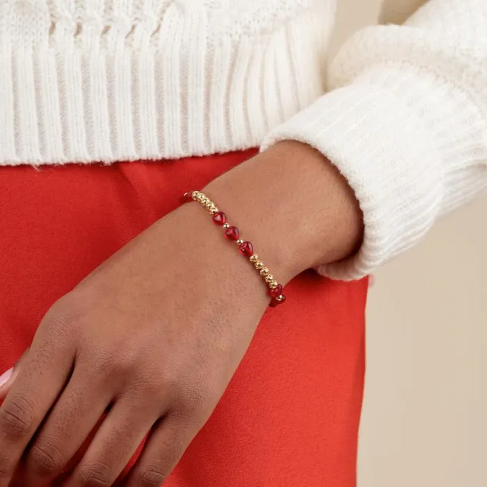 Crystal Heart Stretch Bracelet Red Gold Women Alex And Ani Love Crystal Heart Stretch Bracelet Red Gold Women Alex And Ani Love