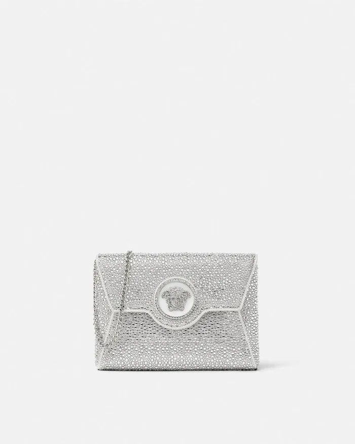 Crystal La Medusa Envelope Clutch White Women Versace Shoulder and Crossbody