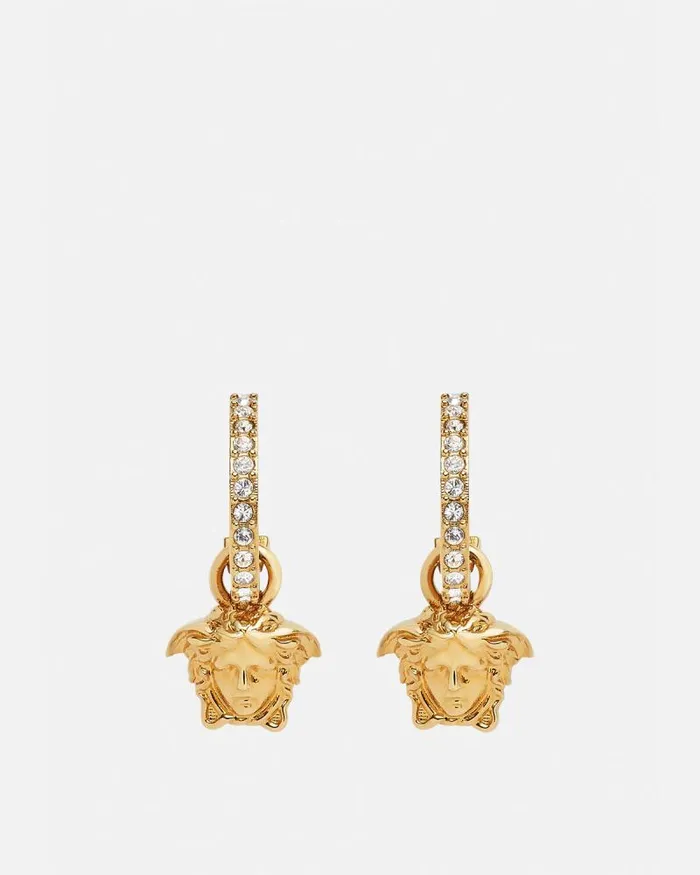 Crystal La Medusa Hoop Earrings Gold WomenMen Versace Earrings