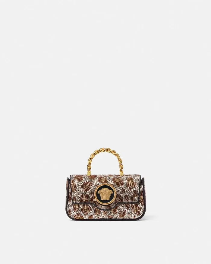 Crystal Leopard La Medusa Mini Bag Blackgold Women Versace Top Handle