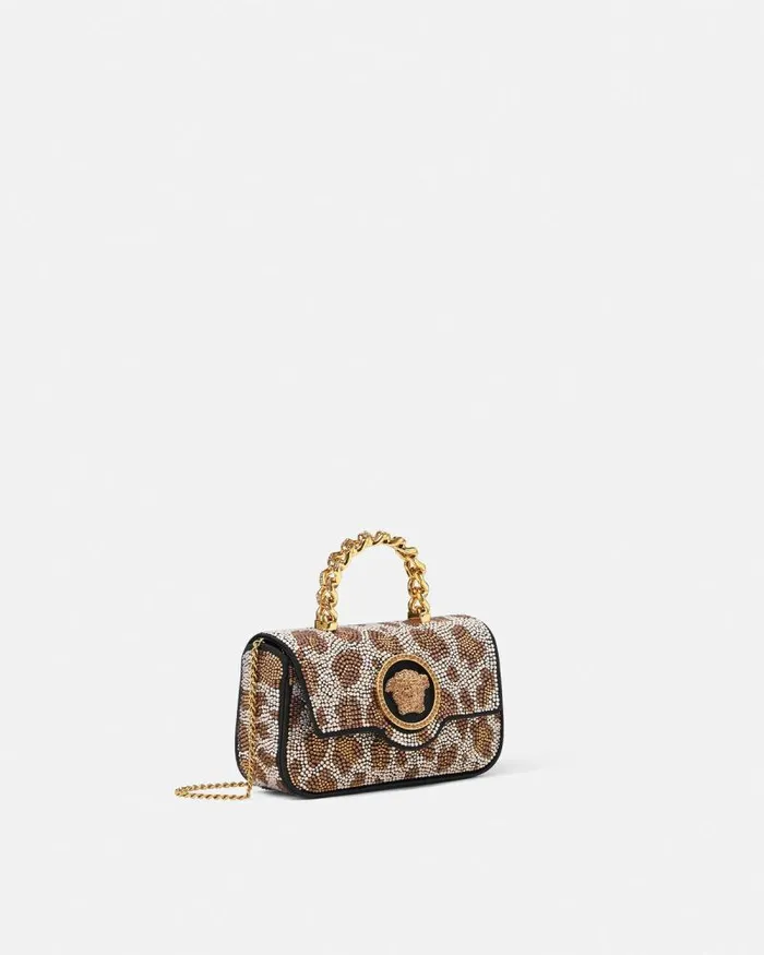 Crystal Leopard La Medusa Mini Bag Blackgold Women Versace Top Handle