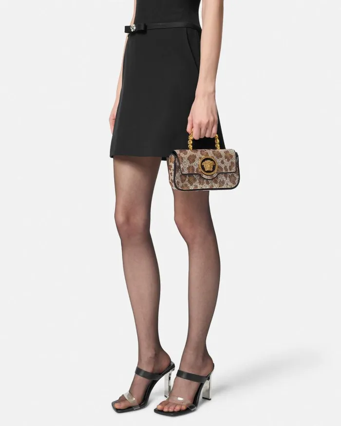 Crystal Leopard La Medusa Mini Bag Blackgold Women Versace Top Handle
