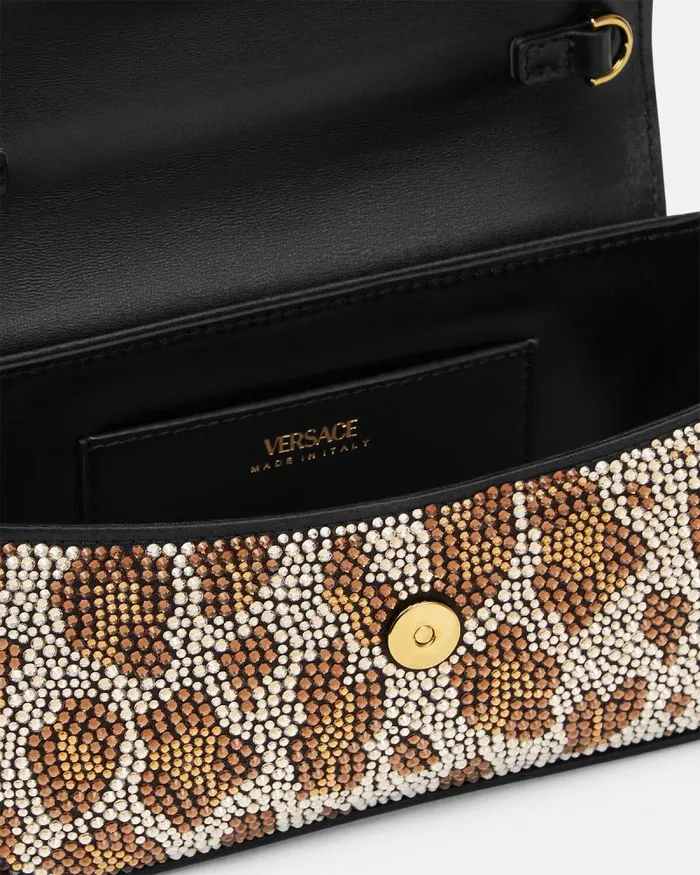 Crystal Leopard La Medusa Mini Bag Blackgold Women Versace Top Handle