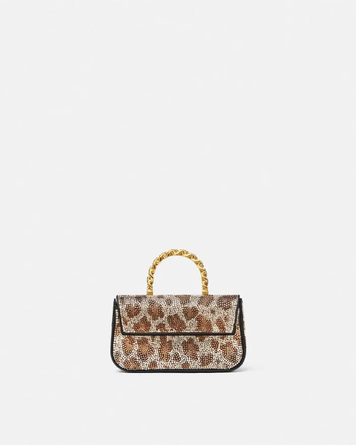 Crystal Leopard La Medusa Mini Bag Blackgold Women Versace Top Handle