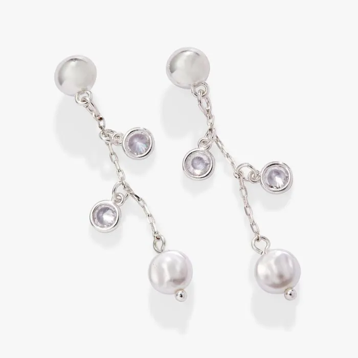 Crystal Pearl Drop Earrings Silver Women Alex And Ani Easter